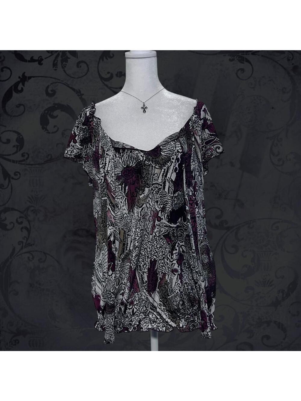 mixed paisley, floral, and abstract scarf print whimsi top
